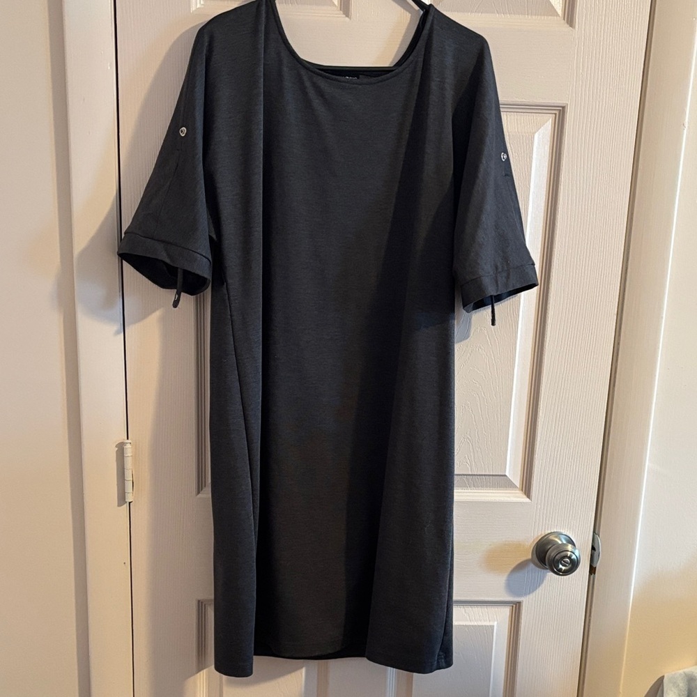 Casual charcoal grey Dress with Button Sleeves